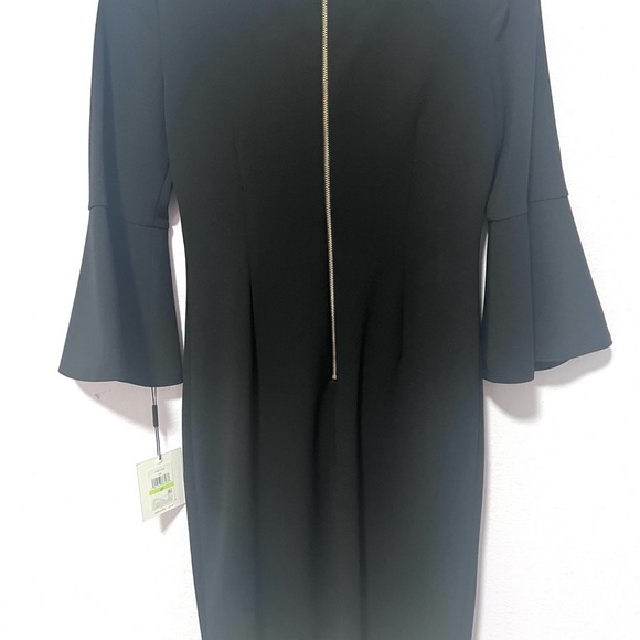 NEW Black Sheath Dress with Bell Sleeves and Crew Neck 4P - Picture 5 of 5